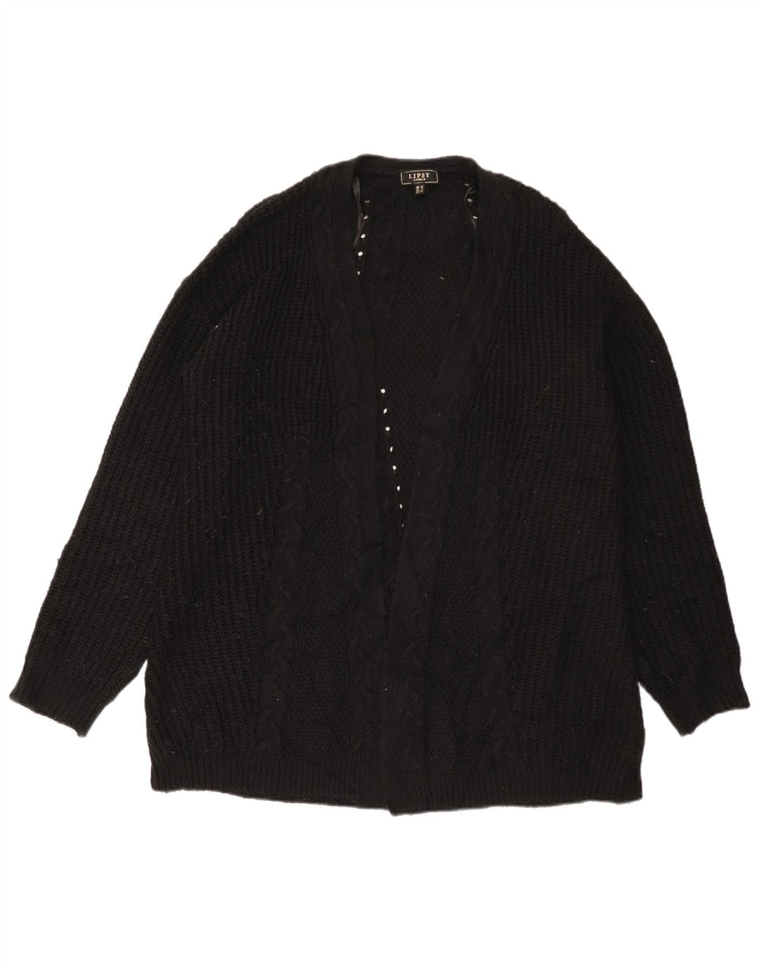 Lipsy Womens Longline Open Cardigan Sweater UK 12 Medium Black