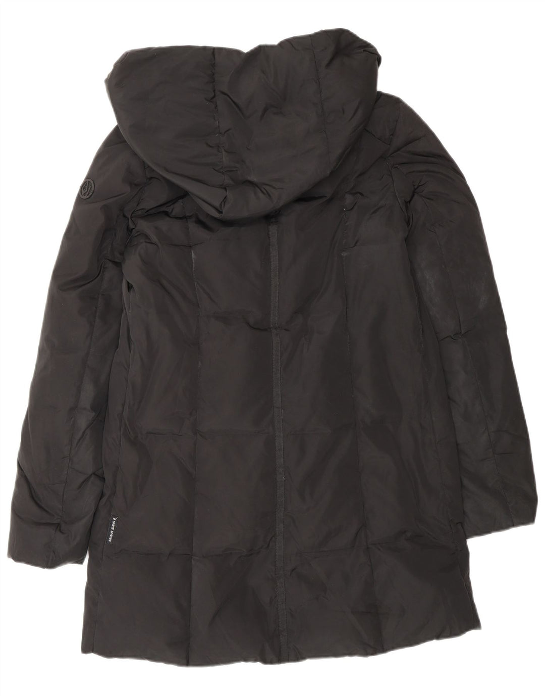 ARMANI JEANS Womens Oversized Hooded Padded Coat IT 38 XS Black Polyester