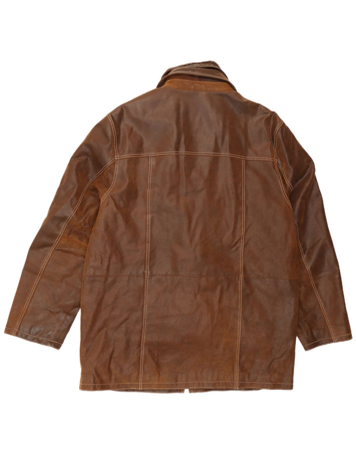 Rino & Pelle Mens Leather Jacket IT 54 2XL Brown Leather