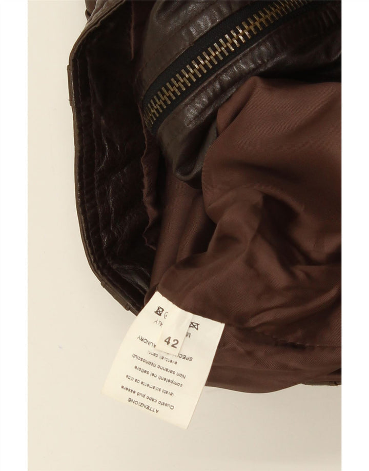 Vintage Womens Leather Jacket IT 42 Medium Brown Leather