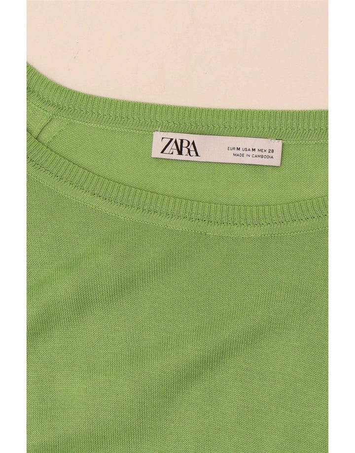 Zara Womens Boat Neck Jumper Sweater UK 14 Medium Green