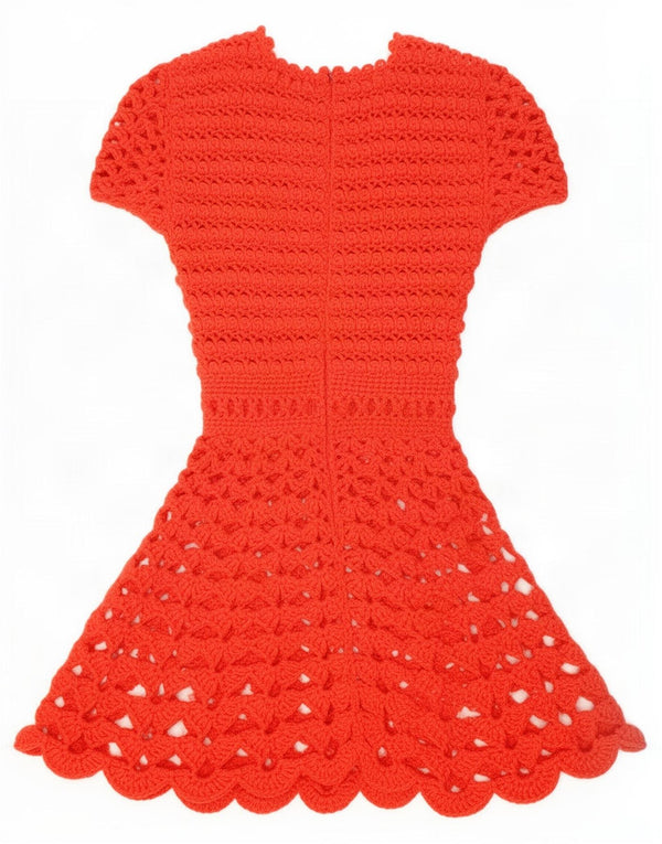 Vintage Womens Short Sleeve Crochet Jumper Dress UK 10 Small Red