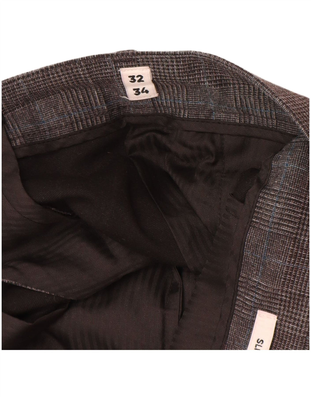 Jack & Jones Mens Slim Chino Trousers W32 L34 Grey Houndstooth Polyester