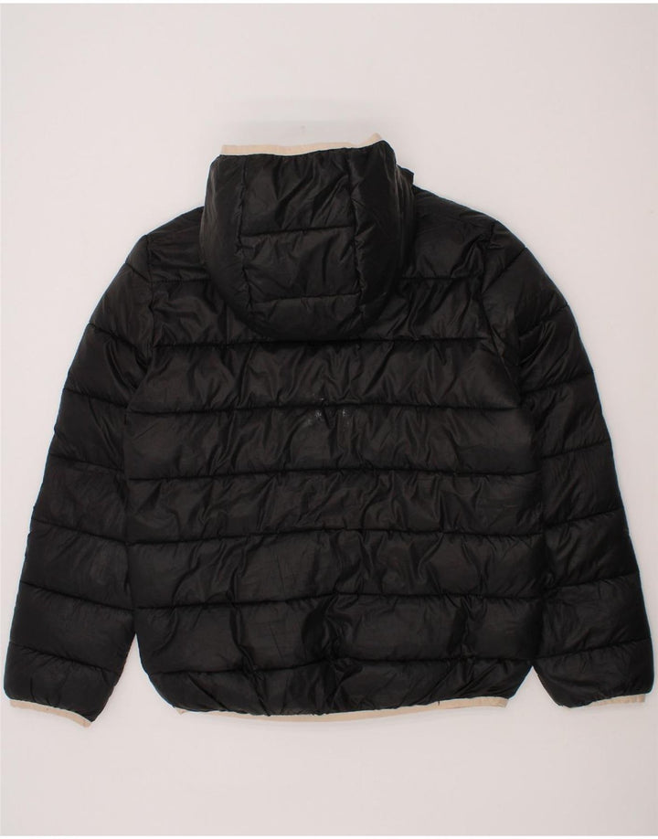 CHAMPION Girls Hooded Padded Jacket 11-12 Years Black Polyester Vintage Champion and Second-Hand Champion from Messina Hembry 