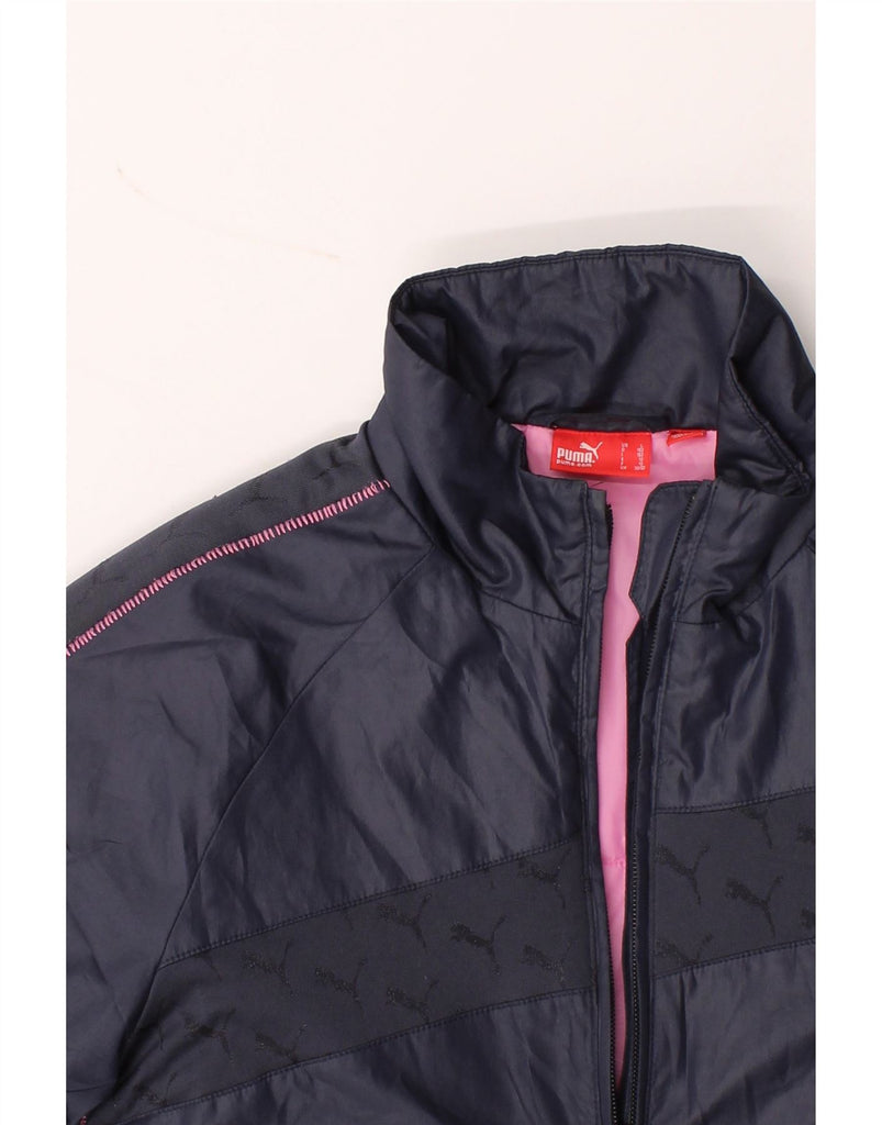 PUMA Girls Graphic Bomber Jacket 11-12 Years  Navy Blue Polyester Vintage Puma and Second-Hand Puma from Messina Hembry 