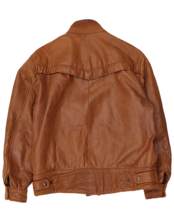 Vintage Mens Leather Jacket EU 52 Large Brown