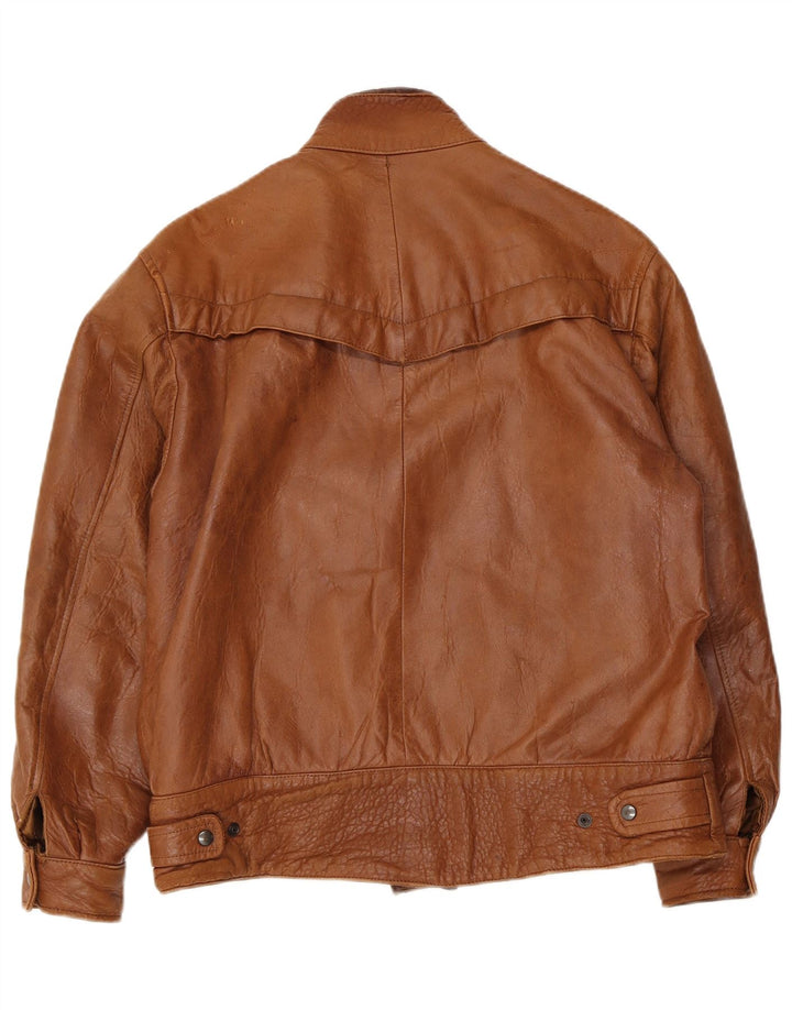Vintage Mens Leather Jacket EU 52 Large Brown