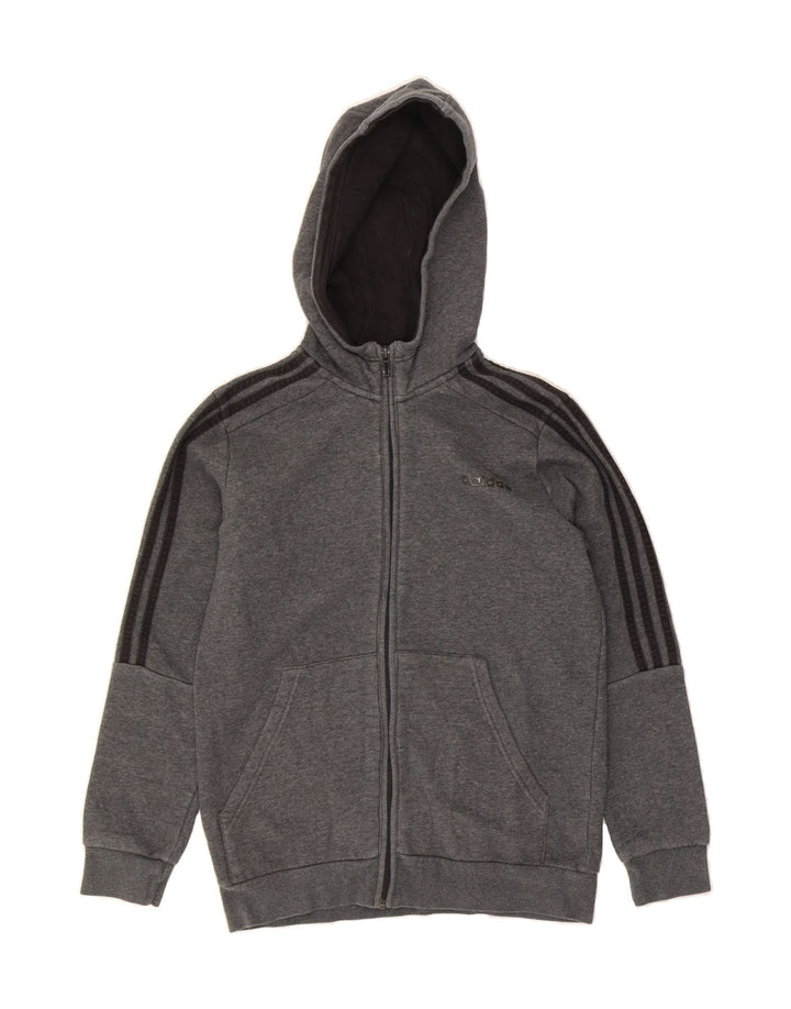 ADIDAS Boys Zip Hoodie Sweater 13-14 Years Grey Vintage Adidas and Second-Hand Adidas from Messina Hembry 