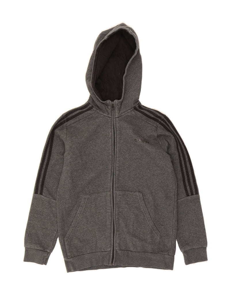 ADIDAS Boys Zip Hoodie Sweater 13-14 Years Grey Vintage Adidas and Second-Hand Adidas from Messina Hembry 