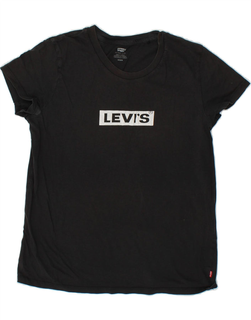 LEVI'S Womens Graphic T-Shirt Top UK 12 Medium Black Cotton | Vintage Levi's | Thrift | Second-Hand Levi's | Used Clothing | Messina Hembry 