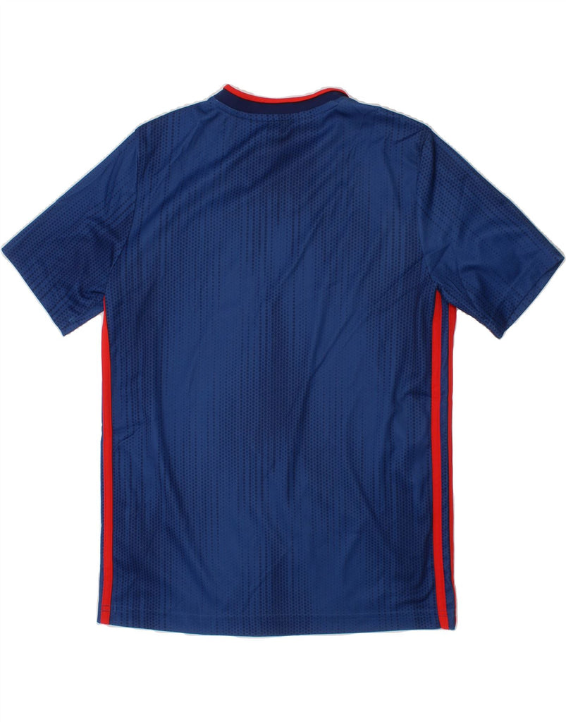 ADIDAS Boys Climalite T-Shirt Top 11-12 Years Medium Navy Blue Spotted Vintage Adidas and Second-Hand Adidas from Messina Hembry 