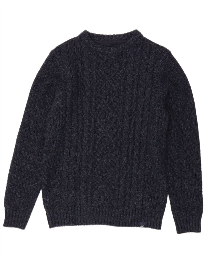 Fat Face Mens Boat Neck Jumper Sweater Small Navy Blue Wool