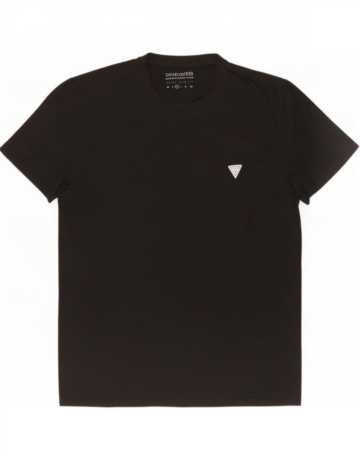 Guess Mens Super Slim Fit T-Shirt Top Medium Black Cotton