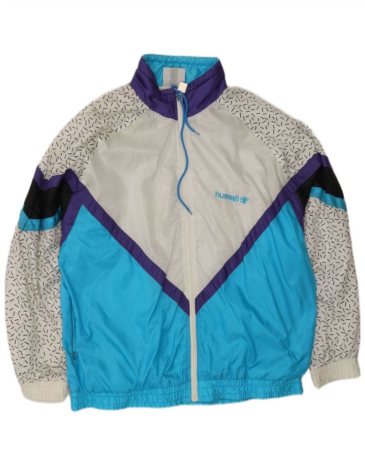 HUMMEL Mens Tracksuit Top Jacket XL Blue Colourblock Nylon