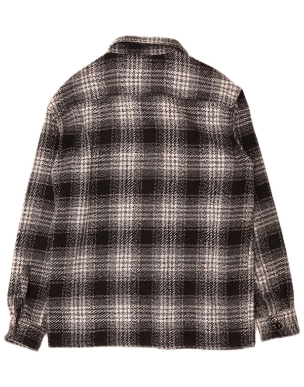 Vintage Mens Overshirt Flannel Shirt Medium Black Check Cotton