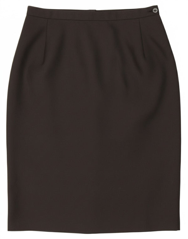 Vintage Womens Pencil Skirt UK 14 Medium W28 Black Polyester