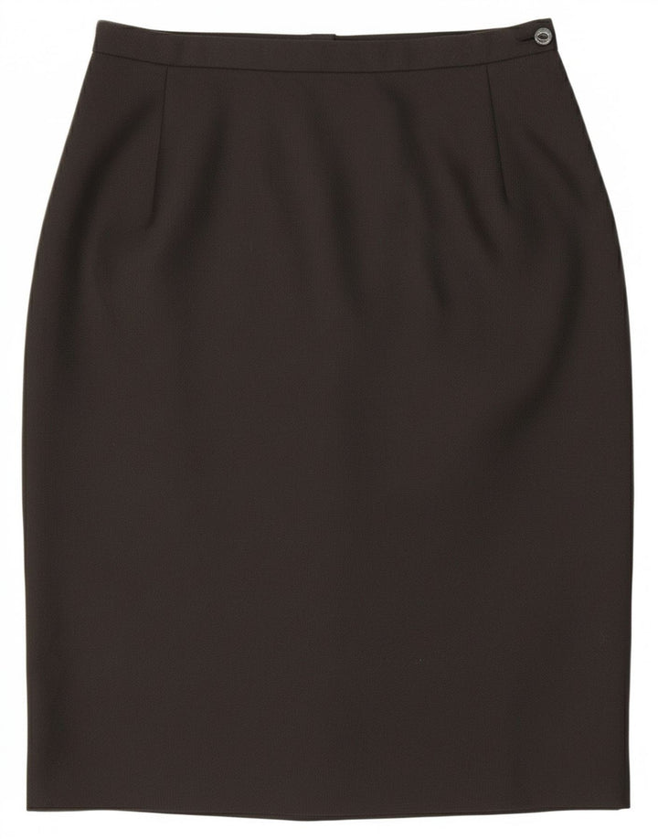 Vintage Womens Pencil Skirt UK 14 Medium W28 Black Polyester