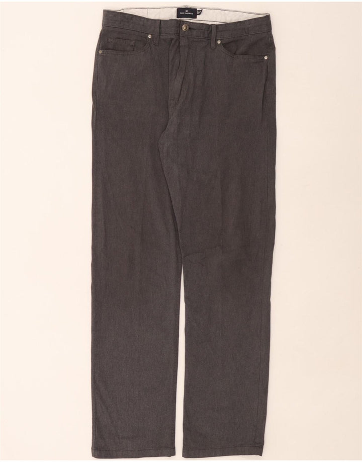 Marks & Spencer Mens Blue Harbour Straight Casual Trousers W36 L33 Grey