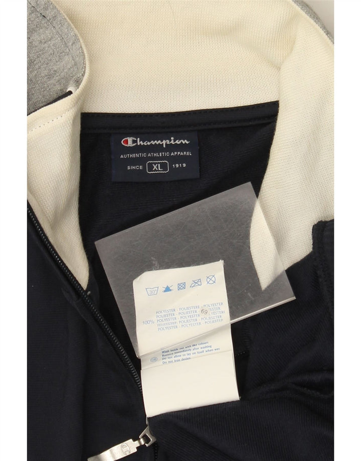 Champion Mens Tracksuit Top Jacket XL Navy Blue Colourblock Polyester