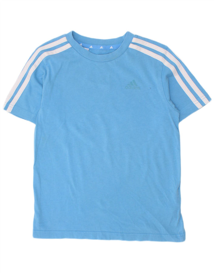 Adidas Boys T-Shirt Top 7-8 Years Blue Cotton