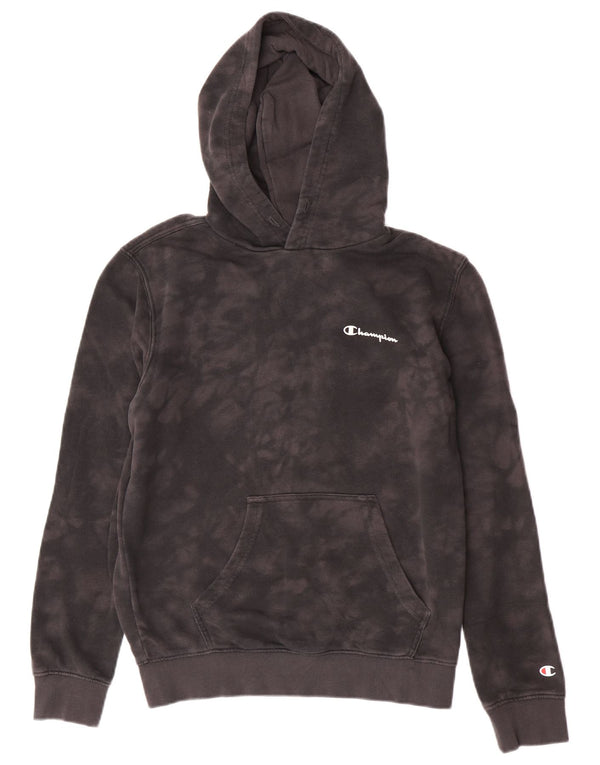 Champion Womens Hoodie Jumper UK 14 Medium Grey Tie Dye Cotton