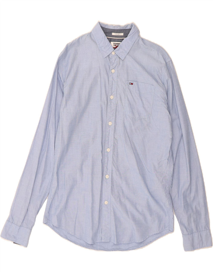 TOMMY HILFIGER Mens Regular Fit Shirt Medium Blue Cotton Vintage Tommy Hilfiger and Second-Hand Tommy Hilfiger from Messina Hembry 