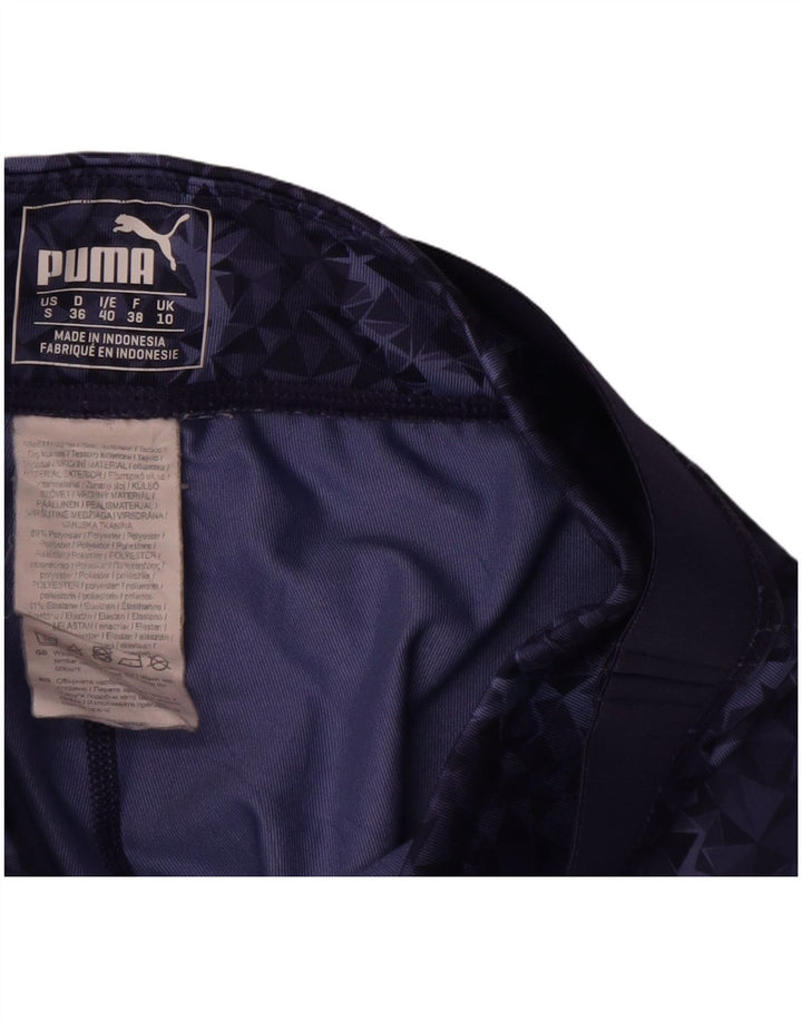 Puma Womens Capri Leggings UK 10 Small Navy Blue Geometric Polyester