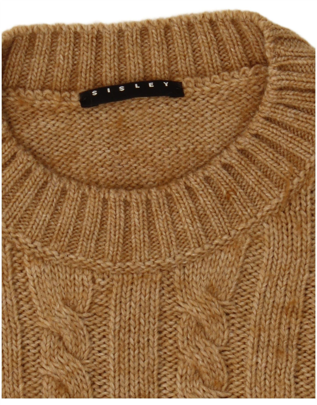 Sisley Womens Crew Neck Jumper Sweater UK 8 Small Beige