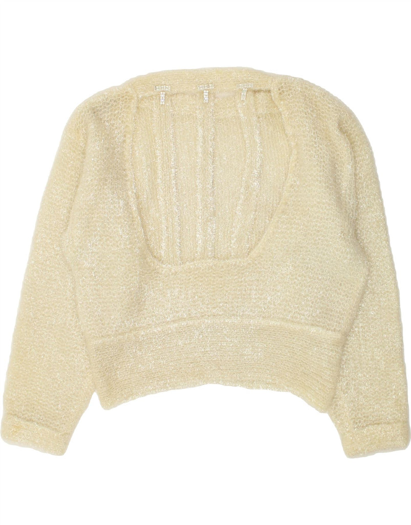 VINTAGE Womens Boat Neck Jumper Sweater UK 12 Medium Beige Flecked | Vintage Vintage | Thrift | Second-Hand Vintage | Used Clothing | Messina Hembry 