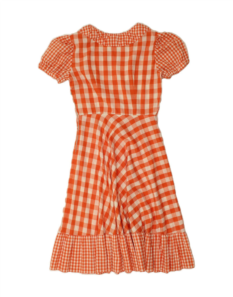 VINTAGE Womens A-Line Dress UK 12 Medium Orange Gingham | Vintage Vintage | Thrift | Second-Hand Vintage | Used Clothing | Messina Hembry 