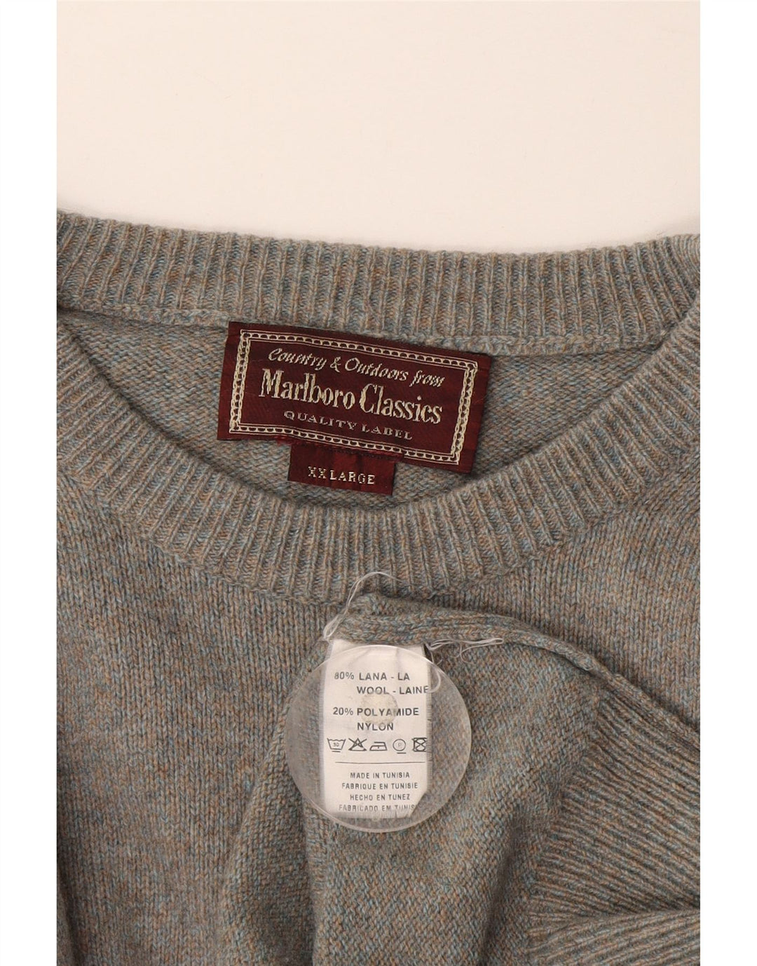 Marlboro Classics Mens Crew Neck Jumper Sweater 2XL Grey Wool