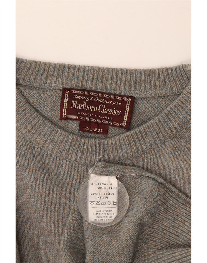 Marlboro Classics Mens Crew Neck Jumper Sweater 2XL Grey Wool
