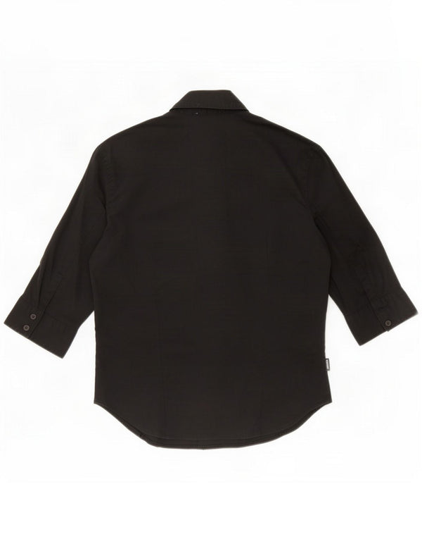Moschino Womens Short Sleeve Shirt UK 12 Medium Black Cotton
