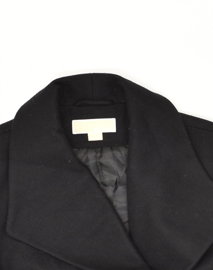 MICHAEL KORS Womens Double Breasted Coat US 12 Large Black Wool | Vintage Michael Kors | Thrift | Second-Hand Michael Kors | Used Clothing | Messina Hembry 