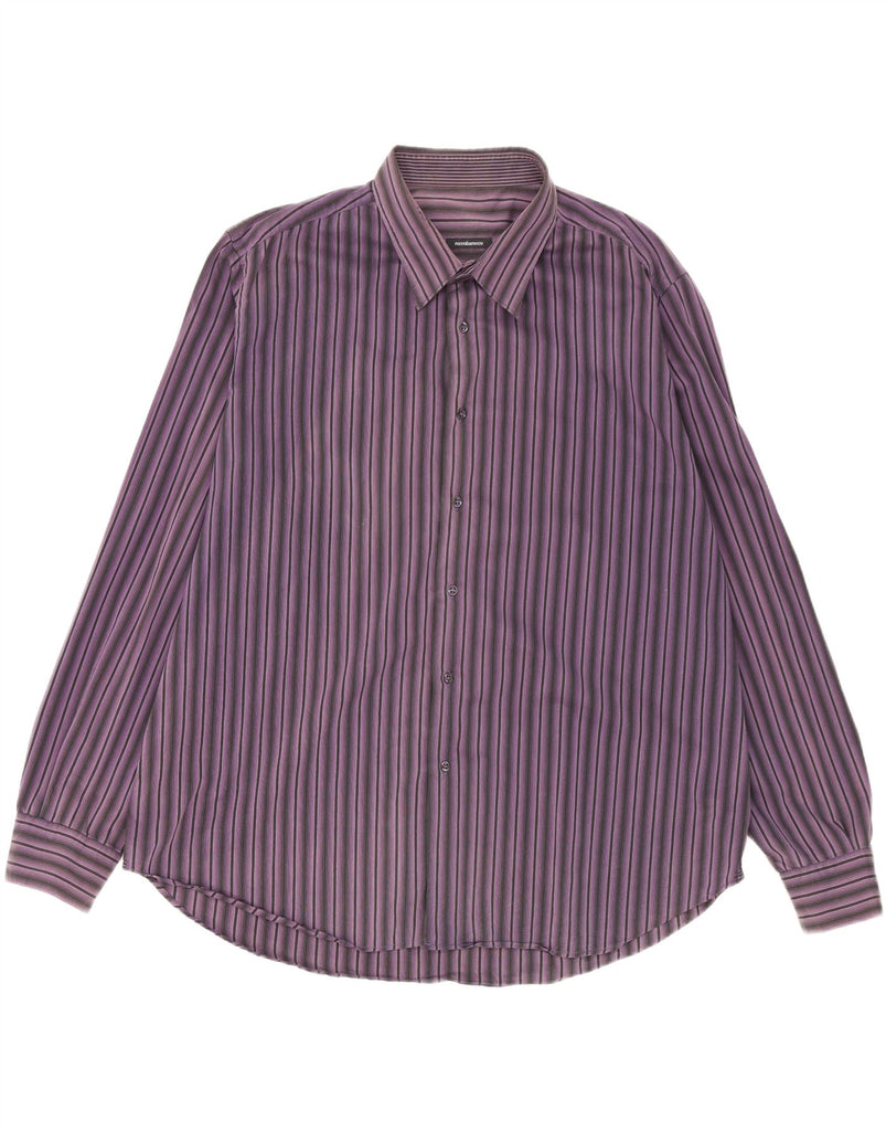 ROCCOBAROCCO Mens Shirt 3XL Purple Striped Vintage Roccobarocco and Second-Hand Roccobarocco from Messina Hembry 