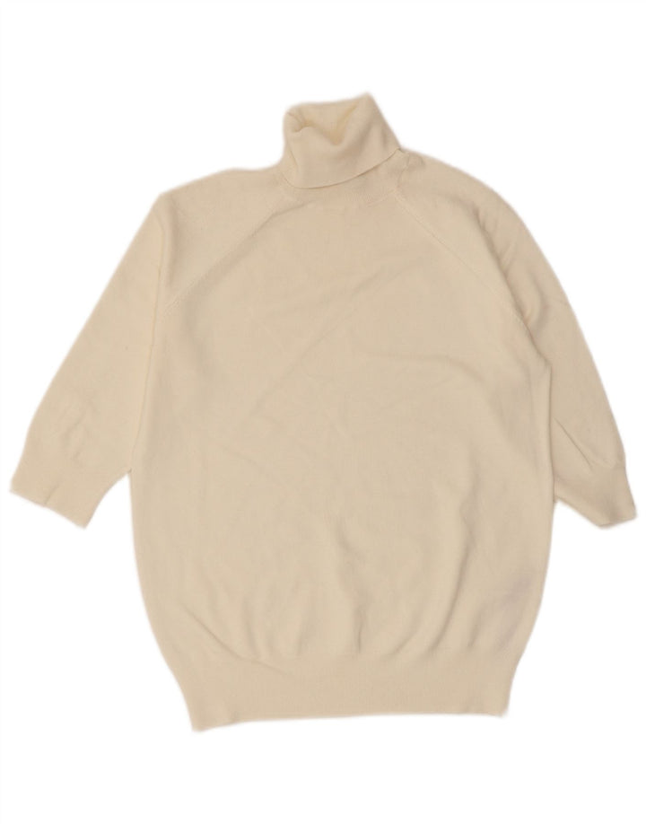 Zara Womens Short Sleeve Roll Neck Jumper Sweater UK 12 Medium White