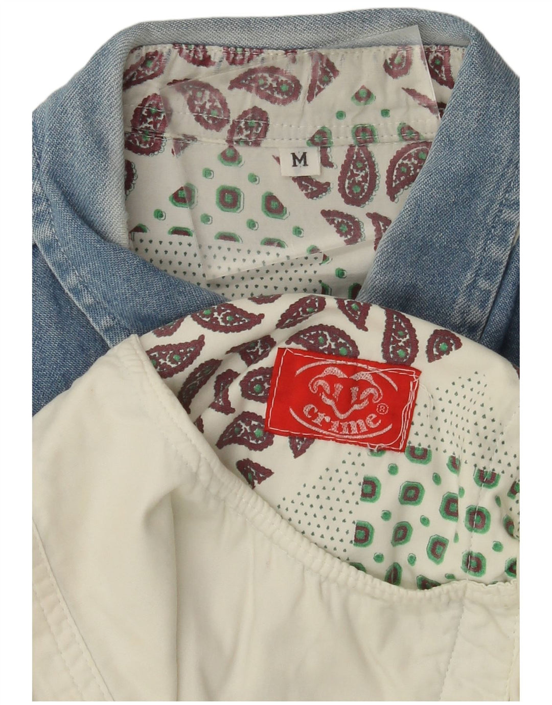 VINTAGE Mens Shirt Medium Beige Colourblock