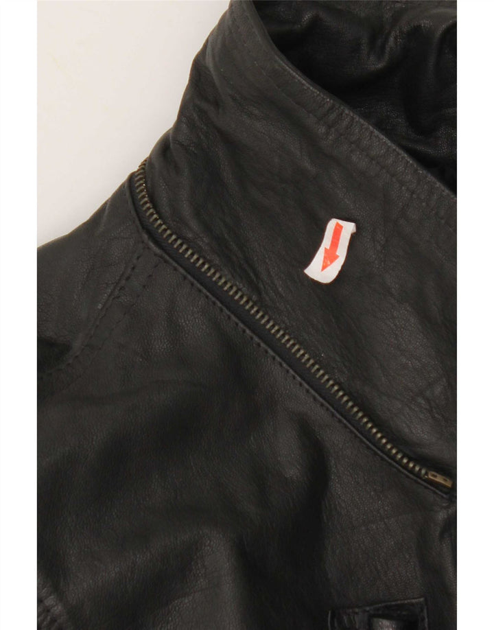 Vintage Mens Duffle Leather Jacket UK 42 XL Black