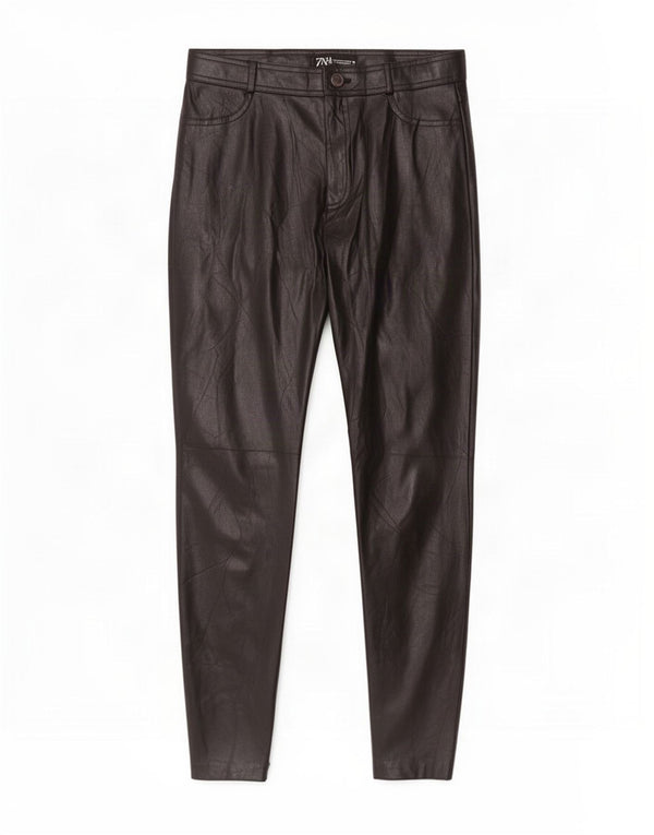 Zara Womens Skinny Faux Leather Trousers Medium W28 L29 Black