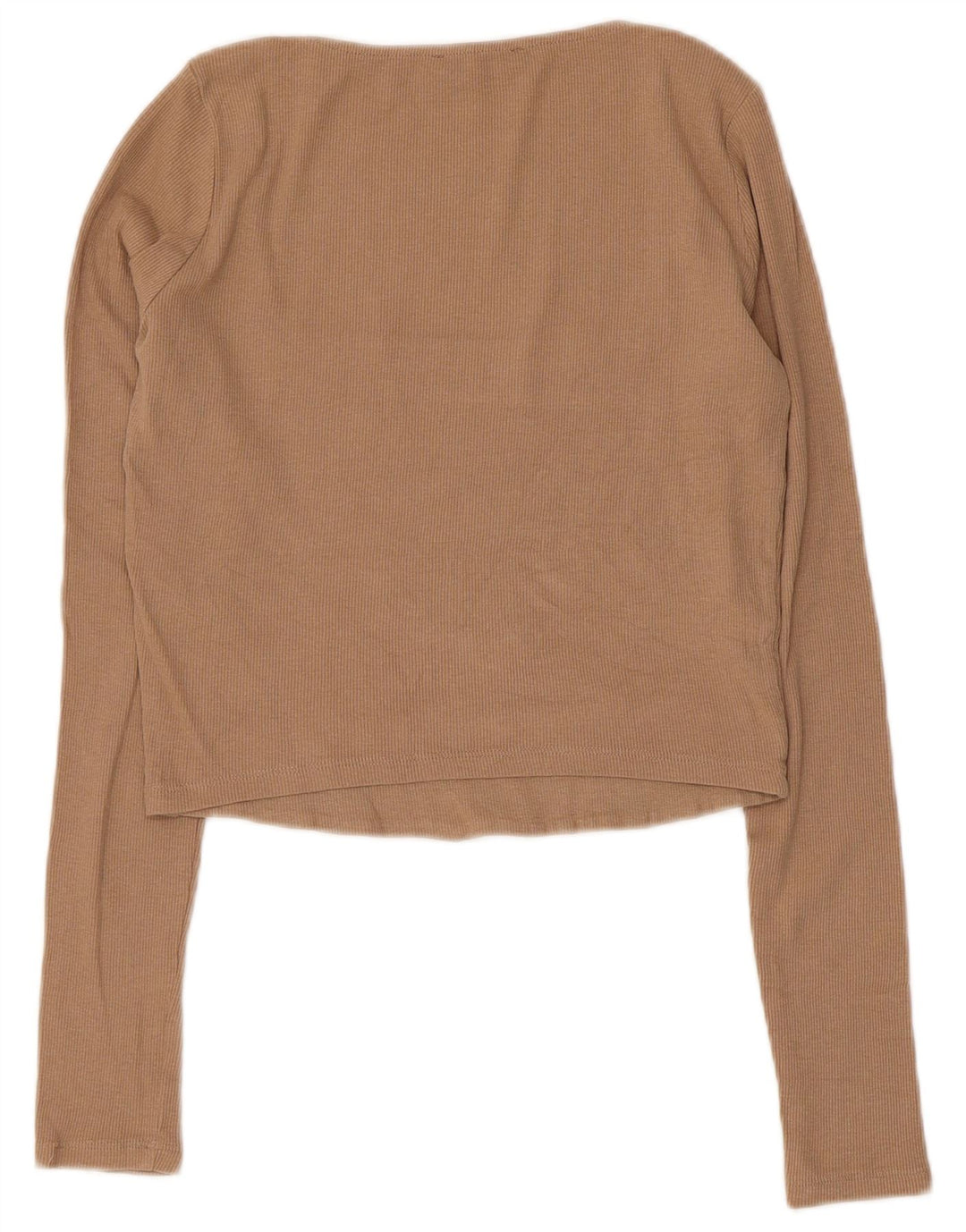 Zara Womens Crop Top Long Sleeve UK 14 Large Grey Cotton