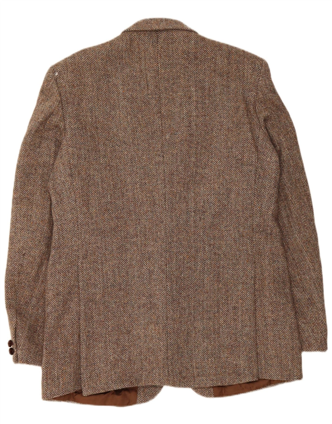 Harris Tweed Mens 2 Button Blazer Jacket UK 42 XL Brown Herringbone Wool