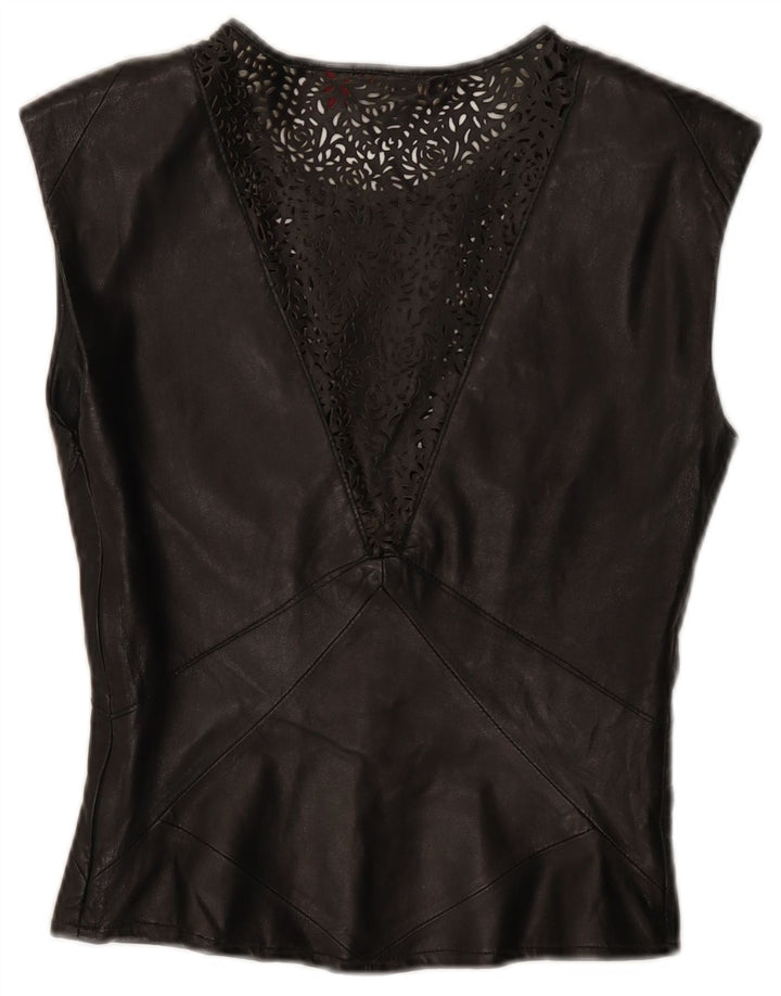 Ted Baker Womens Leather Blouse Top Size 1 XS Black