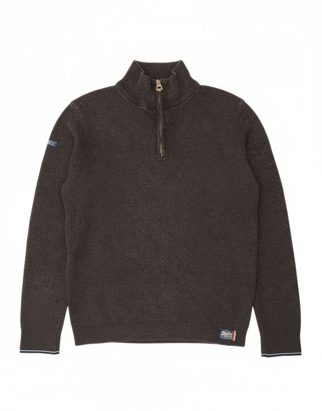 Superdry Mens Zip Neck Jumper Sweater 2XL Grey Cotton