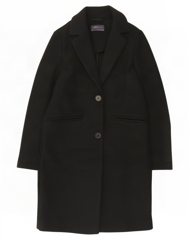 Marks & Spencer Womens Overcoat UK 6 XS Black Polyester