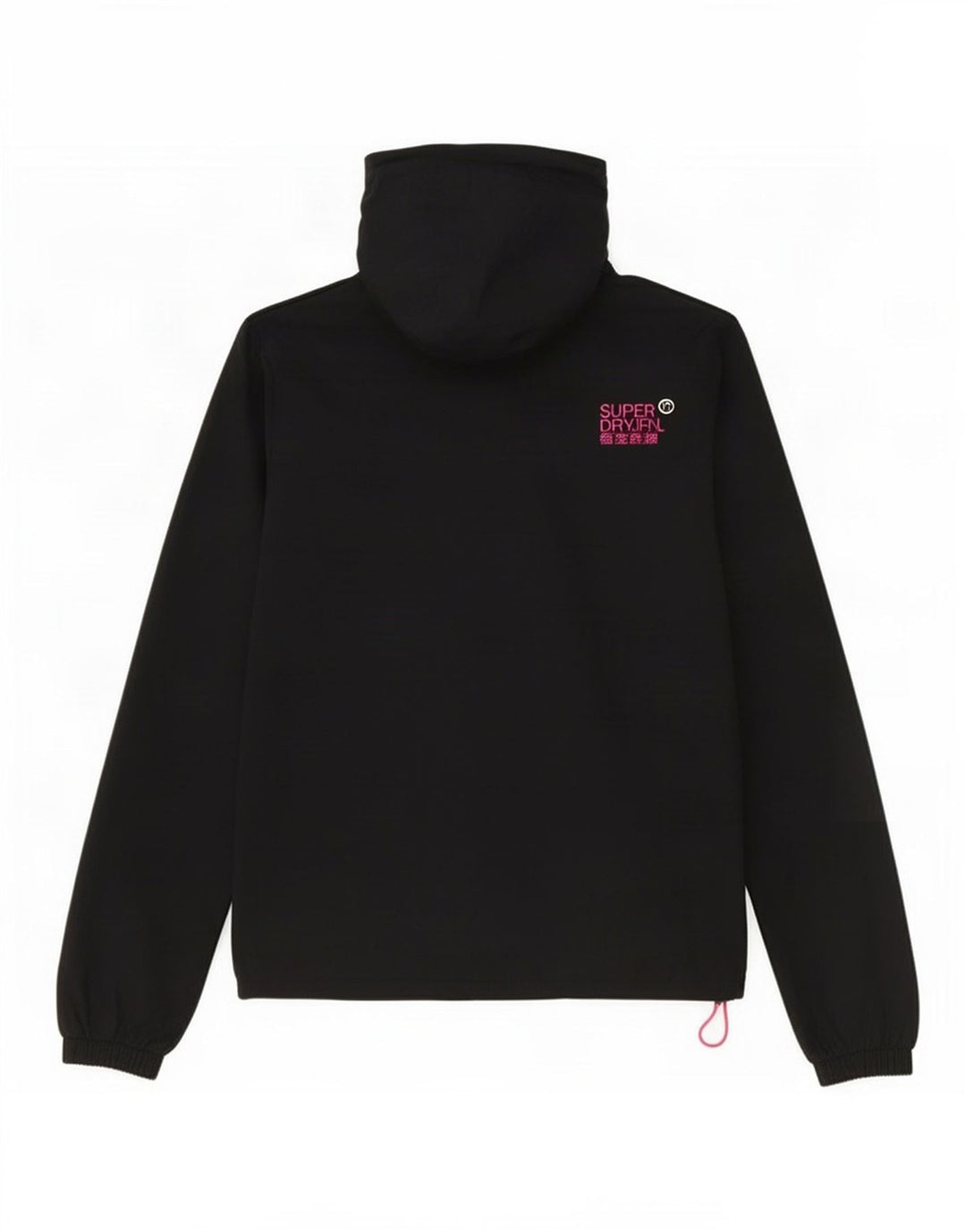 Superdry Womens Hooded Windbreaker Jacket UK 16 Large Black Polyester