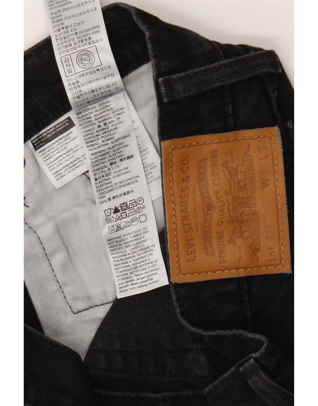 Levi's Mens 527 Bootcut Jeans W33 L34 Black Cotton