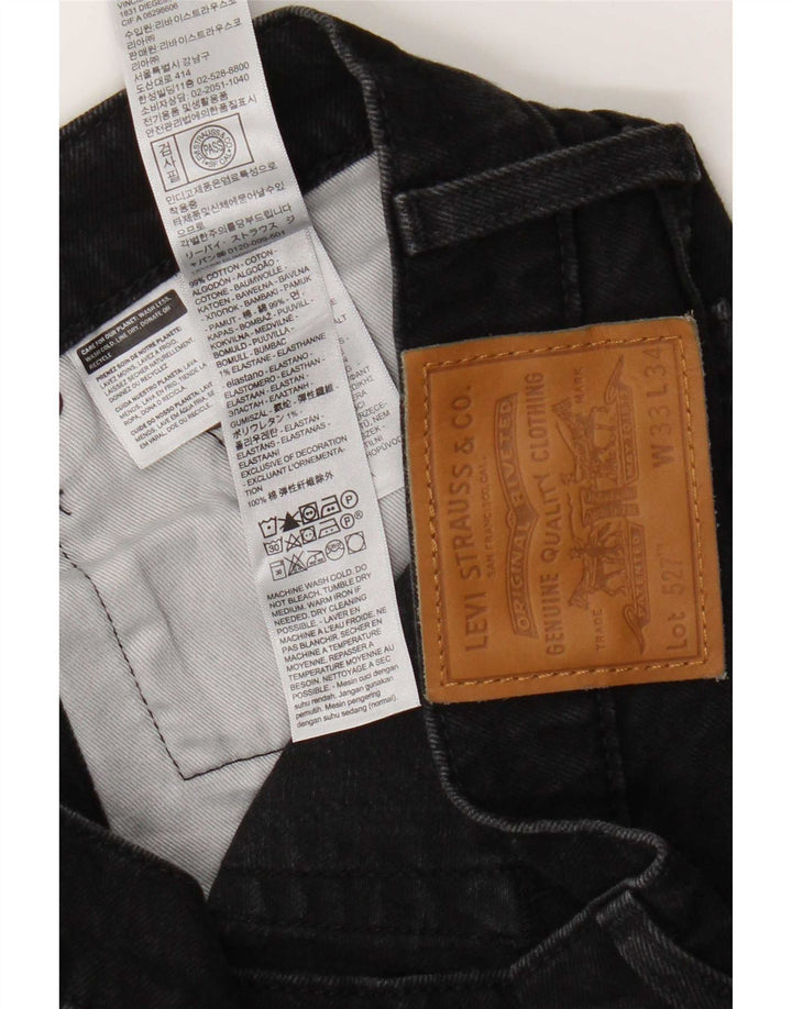 Levi's Mens 527 Bootcut Jeans W33 L34 Black Cotton