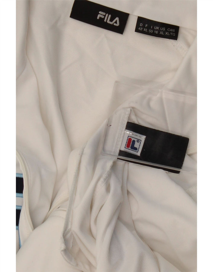 Fila Womens Graphic Tracksuit Top Jacket UK 16 Large  White