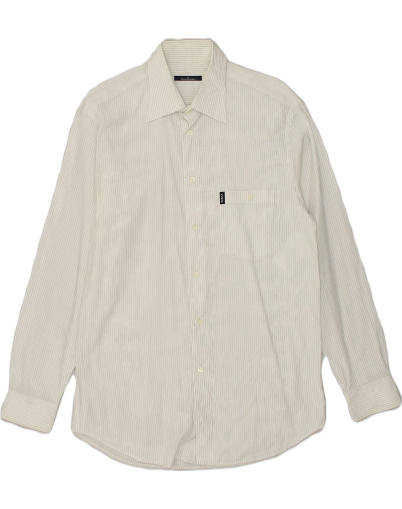 ERMENEGILDO ZEGNA Mens Shirt Medium White Polyurethane | Vintage Ermenegildo Zegna | Thrift | Second-Hand Ermenegildo Zegna | Used Clothing | Messina Hembry 