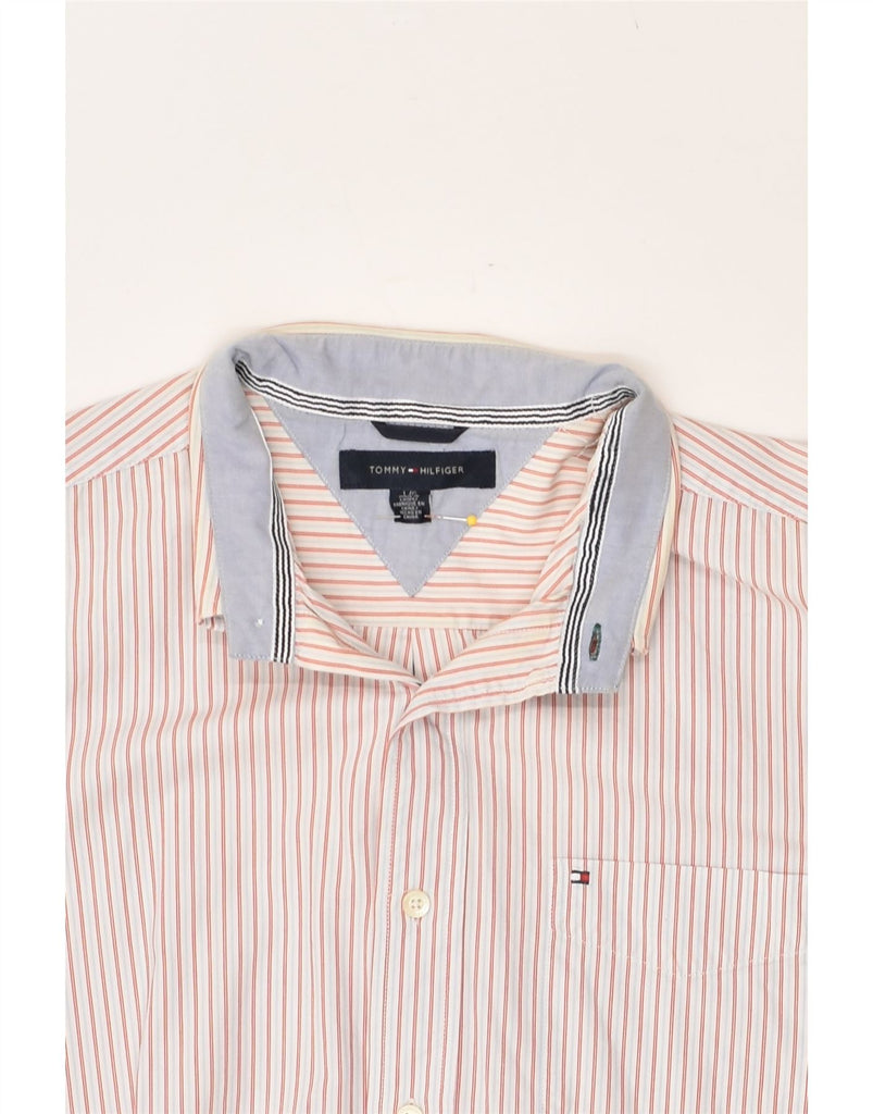 TOMMY HILFIGER Mens Shirt Large Orange Striped Cotton | Vintage Tommy Hilfiger | Thrift | Second-Hand Tommy Hilfiger | Used Clothing | Messina Hembry 